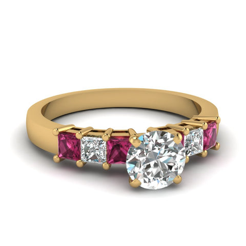 yellow-gold-round-white-diamond-engagement-wedding-ring-with-dark-pink-sapphire-in-prong-set-FDENS1027RORGSADRPI-NL-YG