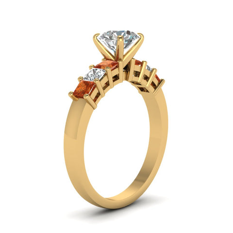 yellow-gold-round-white-diamond-engagement-wedding-ring-with-orange-sapphire-in-prong-set-FDENS1027RORGSAORANGLE2-NL-YG