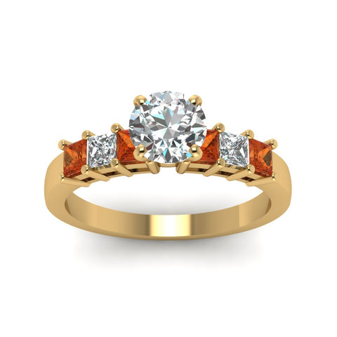 yellow-gold-round-white-diamond-engagement-wedding-ring-with-orange-sapphire-in-prong-set-FDENS1027RORGSAORANGLE5-NL-YG