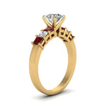 Load image into Gallery viewer, yellow-gold-round-white-diamond-engagement-wedding-ring-with-red-ruby-in-prong-set-FDENS1027RORGRUDRANGLE2-NL-YG
