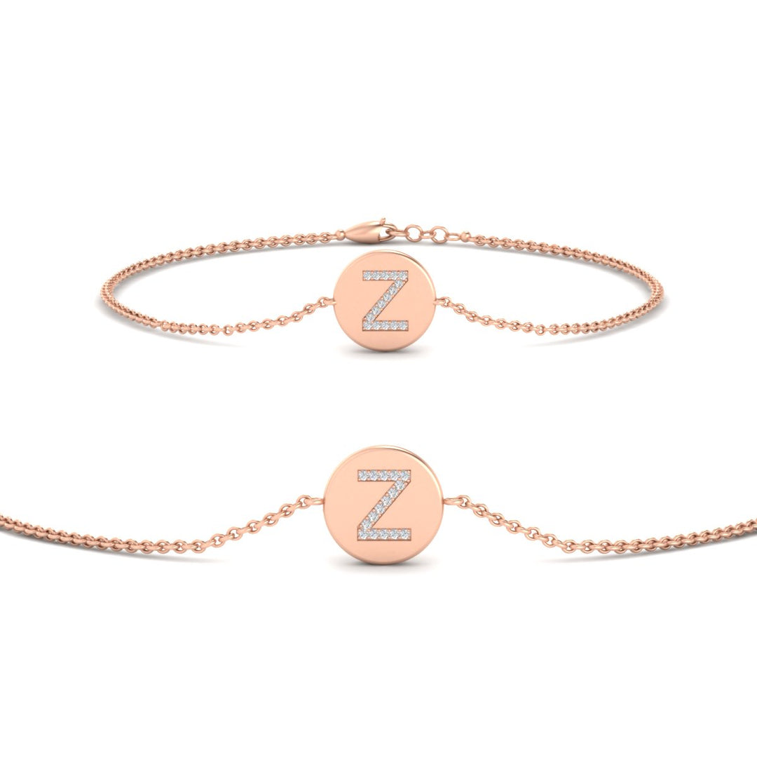 Alphabet disc diamond bracelet