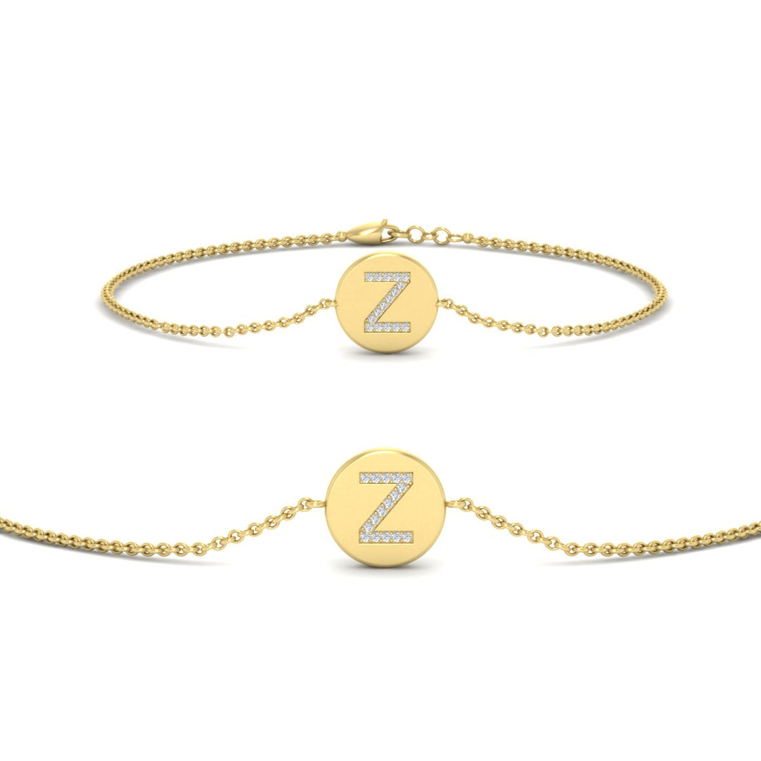 Alphabet disc diamond bracelet