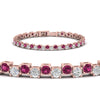Load image into Gallery viewer, zig-zag-tennis-pink-sapphire-bracelet-in-rose-gold-FDBRC10410GSADRPIANGLE2-NL-RG