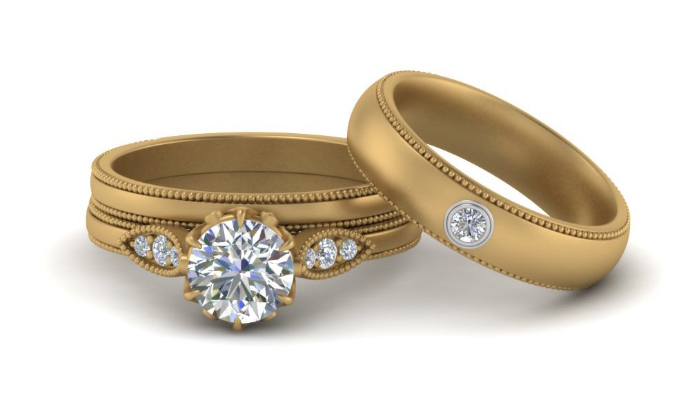 <a href="/jewelry/round-cut-diamond-wedding-sets-with-white-diamond-in-14k-yellow-gold/milgrain-matching-wedding-set-for-couples/5276p3m0s10c">Milgrain Matching Wedding Set For Couples</a>